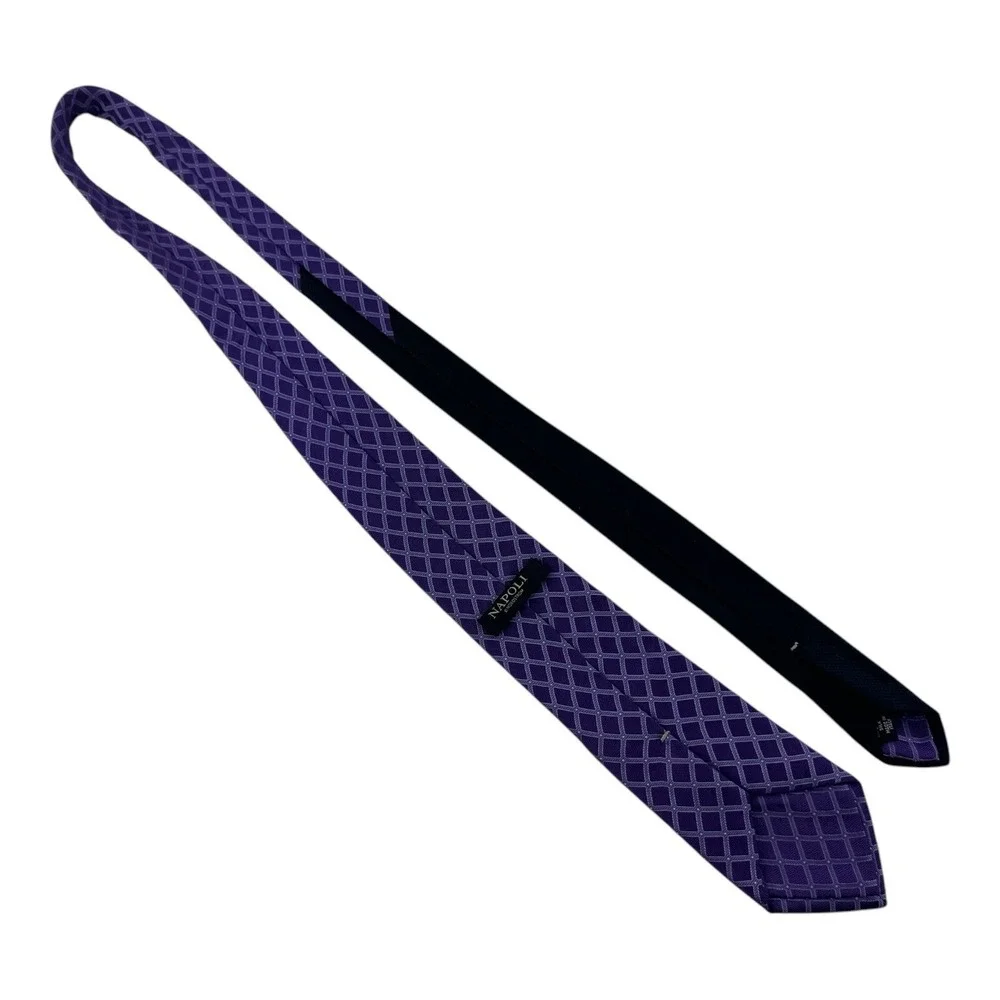 Napoli di Nordstrom‎ Designer Silk Neck Tie Purple Diamond Check